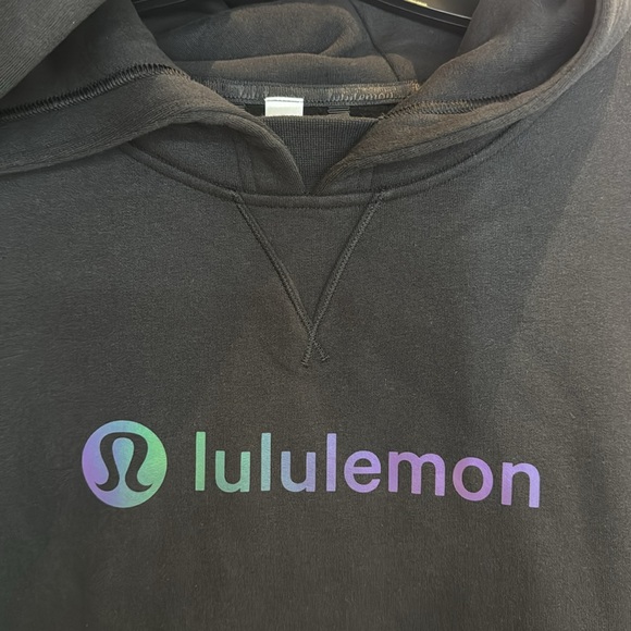 NWT Lululemon All Yours Graphic Logo Hoodie Size 10 Black Holographic - Picture 2 of 6